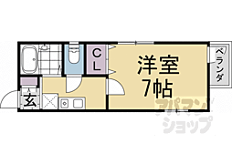 阪急嵐山線 上桂駅 徒歩7分の賃貸マンション 2階1Kの間取り
