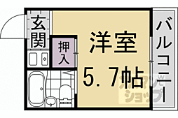 阪急嵐山線 嵐山駅 徒歩5分の賃貸マンション 2階1Kの間取り