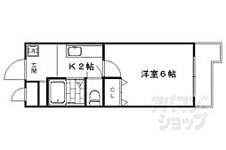 フリーピア鳴滝III 1階1Kの間取り
