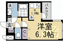 JR東海道・山陽本線 西大路駅 徒歩15分の賃貸マンション 4階1Kの間取り