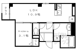 京都市営烏丸線 五条駅 徒歩5分の賃貸マンション 1階1LDKの間取り