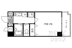 ウエストグランアベニュー六角 4階1Kの間取り