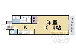 阪急嵐山線 上桂駅 徒歩8分の賃貸マンション 4階1Kの間取り