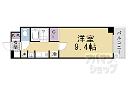 阪急嵐山線 上桂駅 徒歩9分の賃貸マンション 2階1Kの間取り