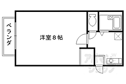 京福電気鉄道北野線 北野白梅町駅 徒歩8分の賃貸アパート 2階1Kの間取り