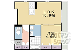 JR山陰本線 丹波口駅 徒歩5分の賃貸アパート 1階1LDKの間取り