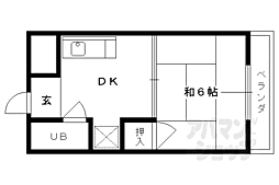 阪急嵐山線 松尾大社駅 徒歩3分の賃貸マンション 2階1DKの間取り