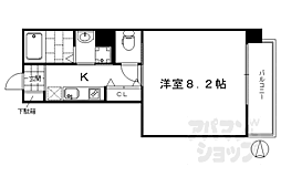 京都市営烏丸線 十条駅 徒歩8分の賃貸マンション 2階1Kの間取り