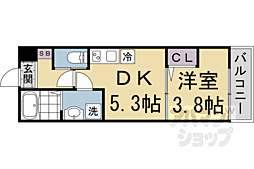 京福電気鉄道北野線 北野白梅町駅 徒歩14分の賃貸アパート 3階1DKの間取り