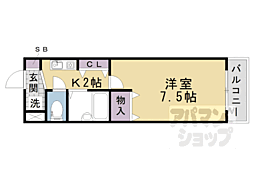 アイリスウエスト 2階1Kの間取り