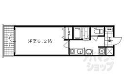 京都市営烏丸線 四条駅 徒歩4分の賃貸マンション 7階1Kの間取り