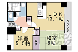 京都市営烏丸線 十条駅 徒歩2分の賃貸マンション 9階2LDKの間取り