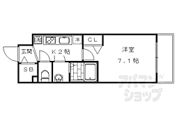 プレデコート西京極 4階1Kの間取り