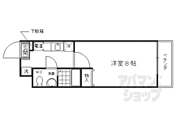 JR東海道・山陽本線 西大路駅 徒歩13分の賃貸マンション 3階1Kの間取り