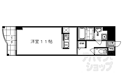 プリモ・レガーロ西京極 5階ワンルームの間取り