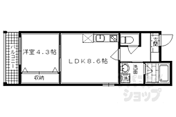 阪急京都本線 桂駅 徒歩3分の賃貸マンション 3階1LDKの間取り