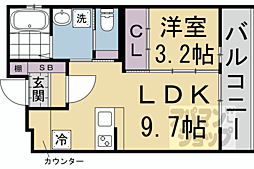 JR東海道・山陽本線 京都駅 徒歩10分の賃貸マンション 3階1LDKの間取り