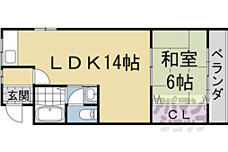 第二静洛荘 1LDKの間取図画像