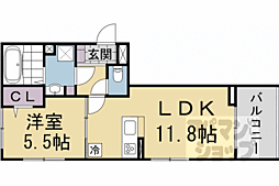 Ｄ−ＲＯＯＭ葛野大路御池 3階1LDKの間取り
