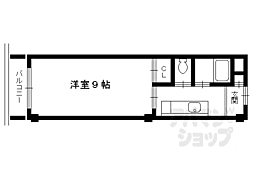 JR東海道・山陽本線 西大路駅 徒歩4分の賃貸マンション 2階1Kの間取り