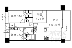 ジ・アーバネックス二条駅 3階3LDKの間取り