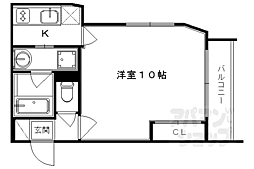 阪急嵐山線 上桂駅 徒歩10分の賃貸マンション 4階1Kの間取り