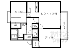 ヴィラ大覚苑 2階2LDKの間取り