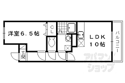阪急嵐山線 上桂駅 徒歩13分の賃貸アパート 2階1LDKの間取り