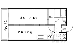 エクセルコート・高辻西 4階2LDKの間取り