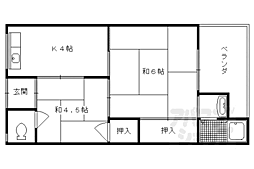 罧原荘 2階2Kの間取り