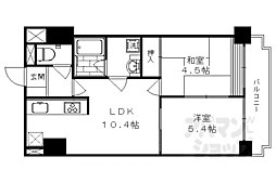 JR東海道・山陽本線 京都駅 徒歩14分の賃貸マンション 10階2LDKの間取り