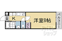 フォルトゥーナ広隆寺 1Kの間取図画像