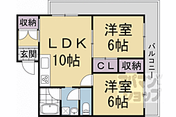 ハイツ西裏 2LDKの間取図画像