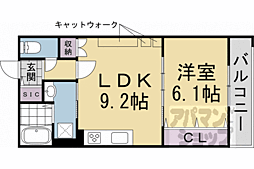 FORCE西院 1LDKの間取図画像