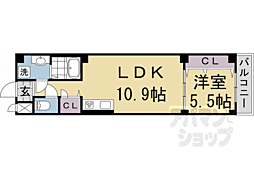 アドマステラス壬生松原 1LDKの間取図画像
