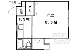 ダイユウレストハウスB 1Kの間取図画像