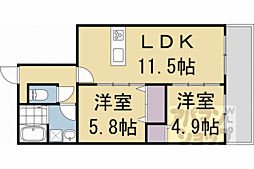 京都市南区東九条烏丸町マンション 2LDKの間取図画像