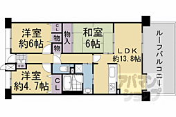 ファミールガーデン二条駅前WEST 3LDKの間取図画像