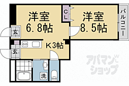 西大路御池ハイツイチキ 2Kの間取図画像