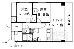 ディアコート葛野三条 2LDKの間取図画像