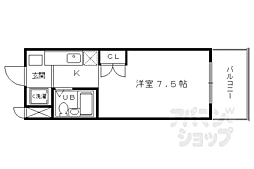 ウエストヴィラージュ 1Kの間取図画像