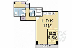 シャトル朱雀 1LDKの間取図画像