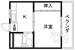 リュイールセモト 1Kの間取図画像