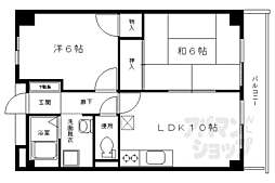 プェネリジェール西五条2 2LDKの間取図画像