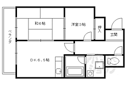 ボヌール有栖川 2DKの間取図画像