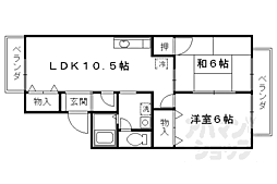 セジュール蘭A棟 2LDKの間取図画像