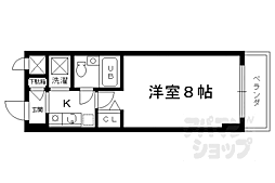パラドール西院パート1 1Kの間取図画像