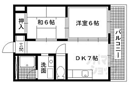 嵐山グリーンハイツ 2DKの間取図画像