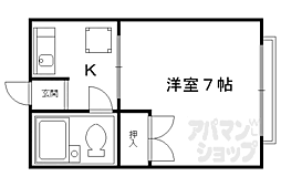 パークハイツゆあさ 1Kの間取図画像