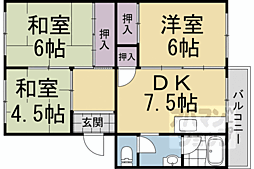 葛野市営住宅 3DKの間取図画像